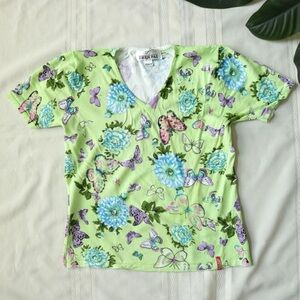 Green beaded butterfly blouse